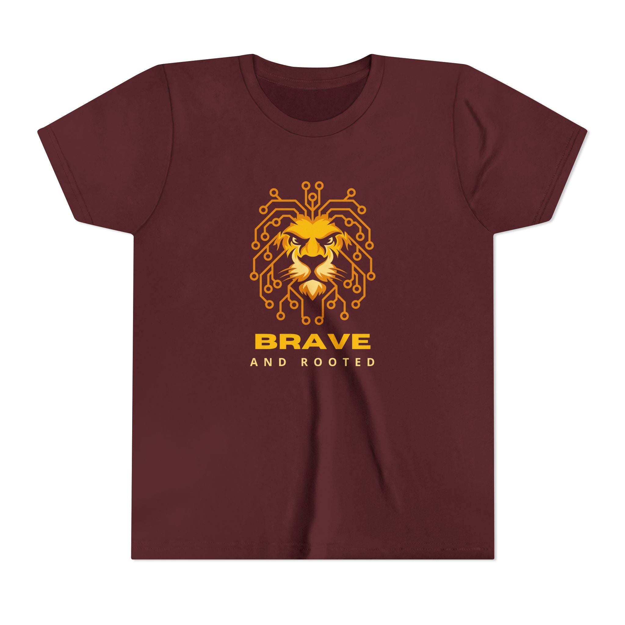 Youth Tee — Brave & Rooted Geometric Lion Shirt