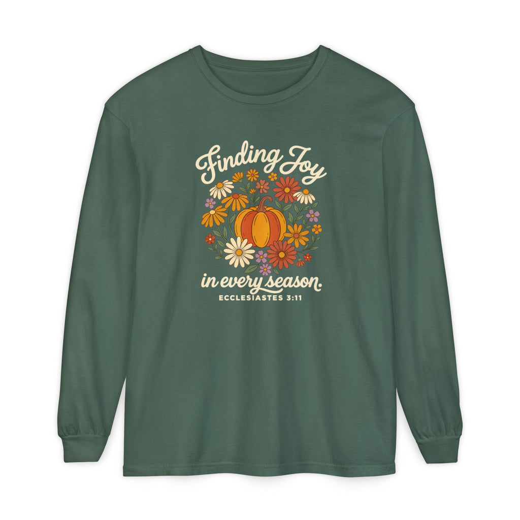 Finding Joy in Every Season Comfort Colors Long Sleeve Tee