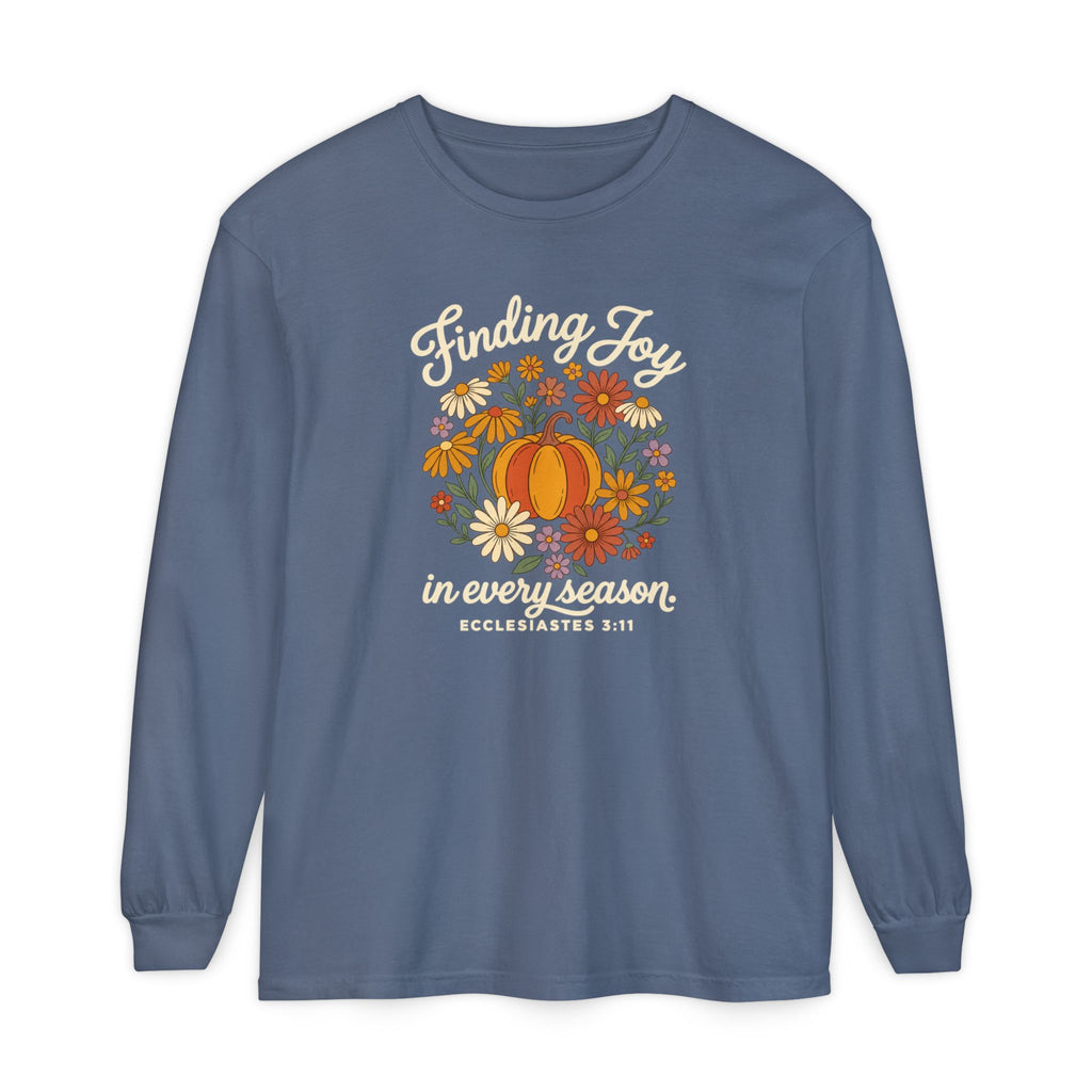 Finding Joy in Every Season Comfort Colors Long Sleeve Tee