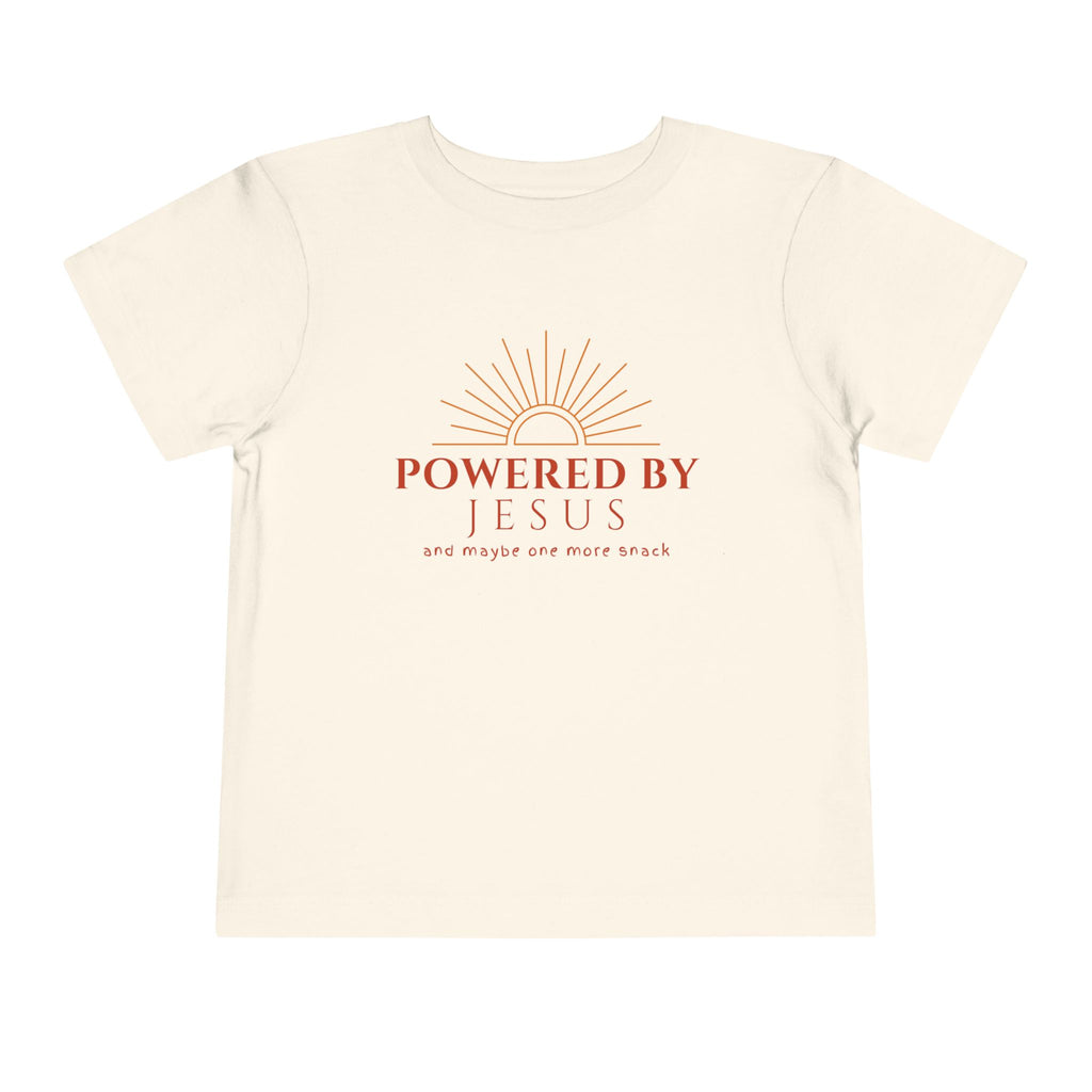 Toddler Tee — Powered by Jesus (and maybe one more snack) Shirt