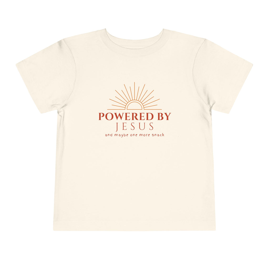 Toddler Tee — Powered by Jesus (and maybe one more snack) Shirt