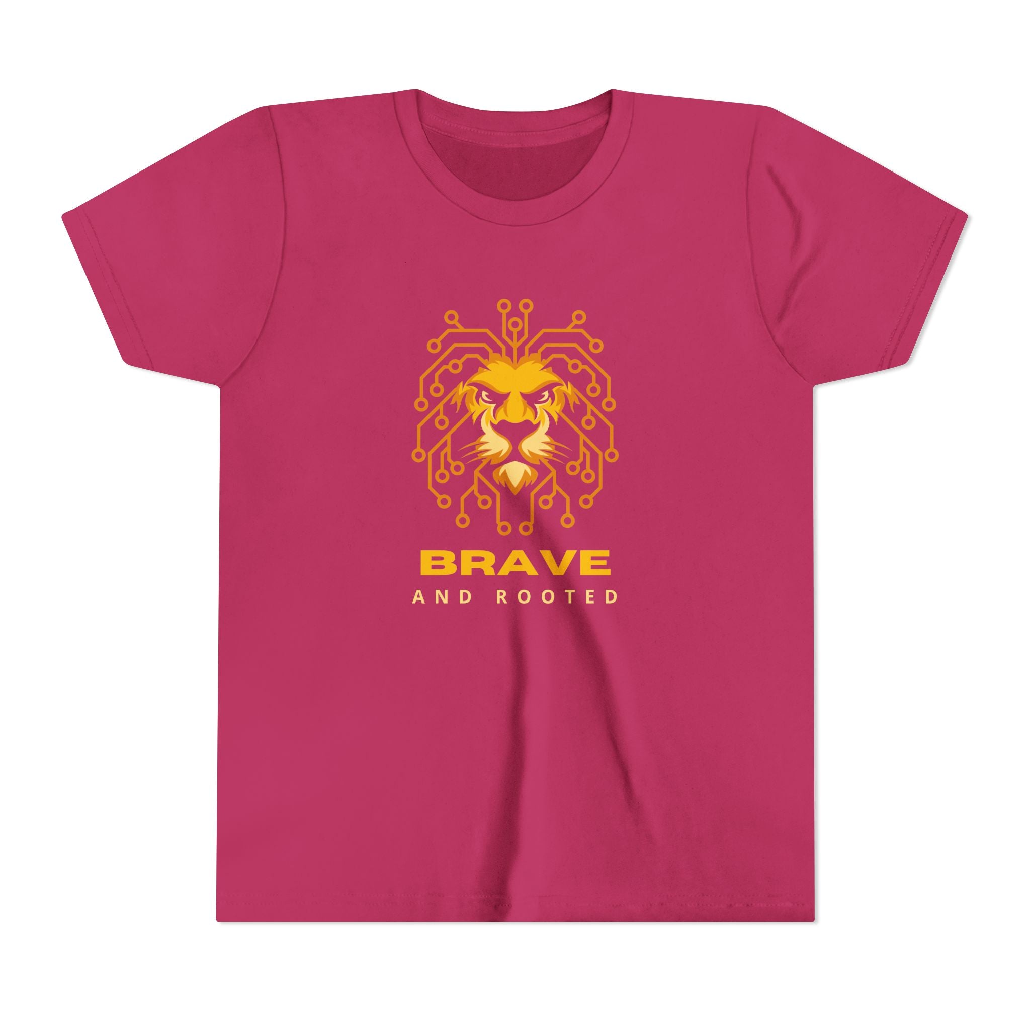 Youth Tee — Brave & Rooted Geometric Lion Shirt