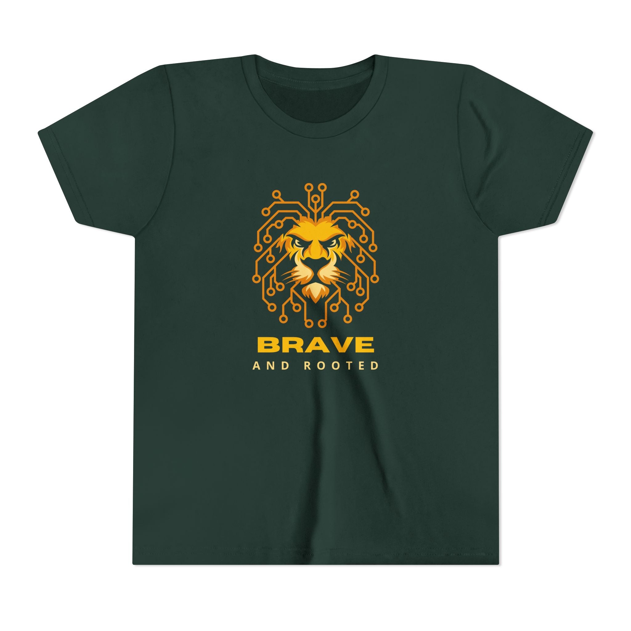 Youth Tee — Brave & Rooted Geometric Lion Shirt