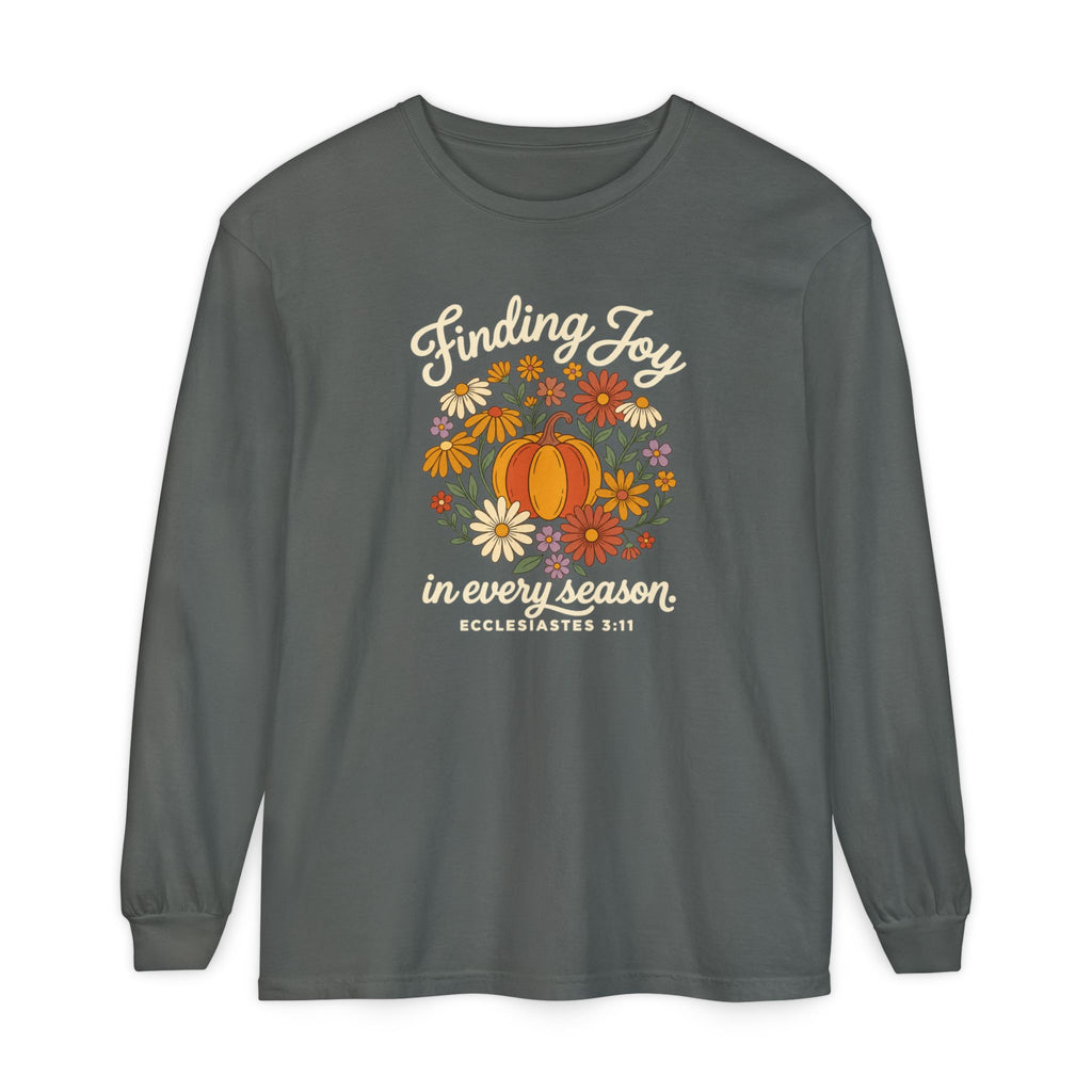 Finding Joy in Every Season Comfort Colors Long Sleeve Tee