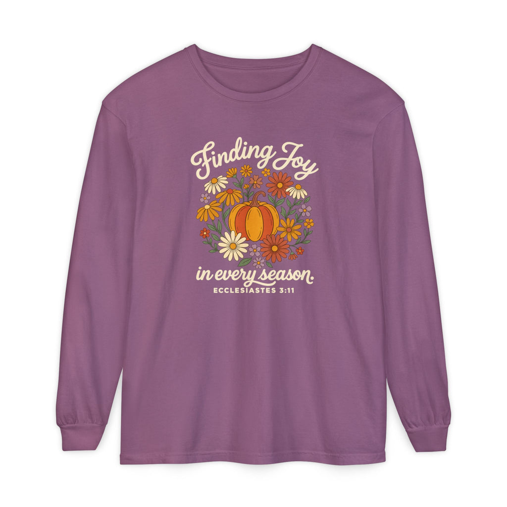 Finding Joy in Every Season Comfort Colors Long Sleeve Tee
