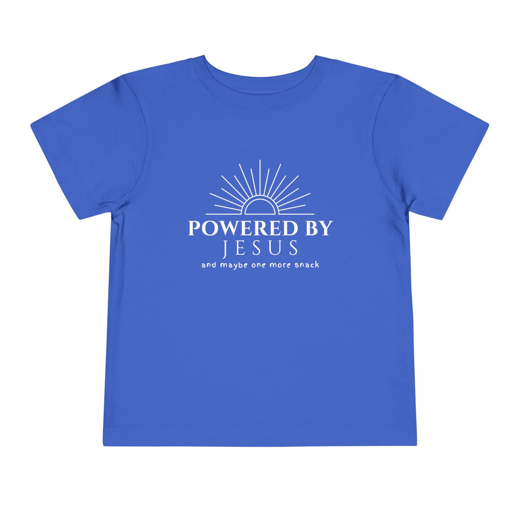 Toddler Tee — Powered by Jesus (and maybe one more snack) Shirt