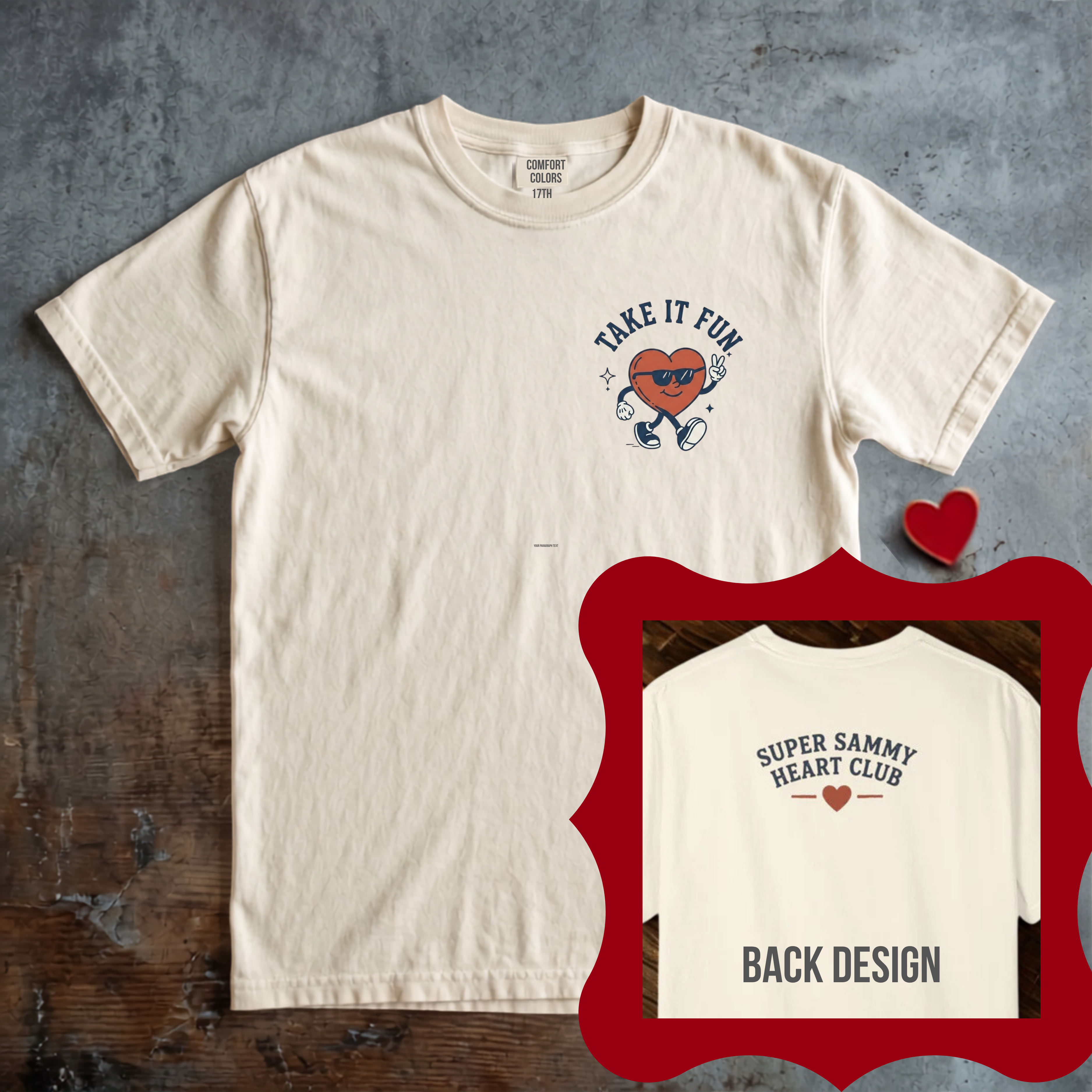 "Super Sammy Heart Club" Comfort Colors T-shirt